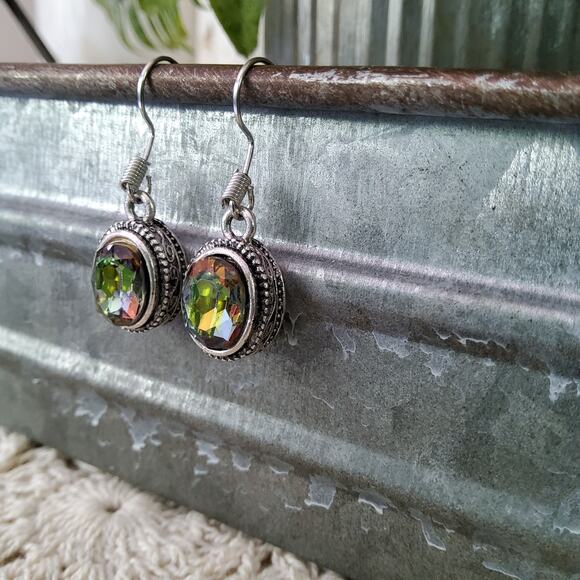 Women's Fashion Rhinestone Oval Dangle Earrings in Silver Tone - Picture 3 of 10